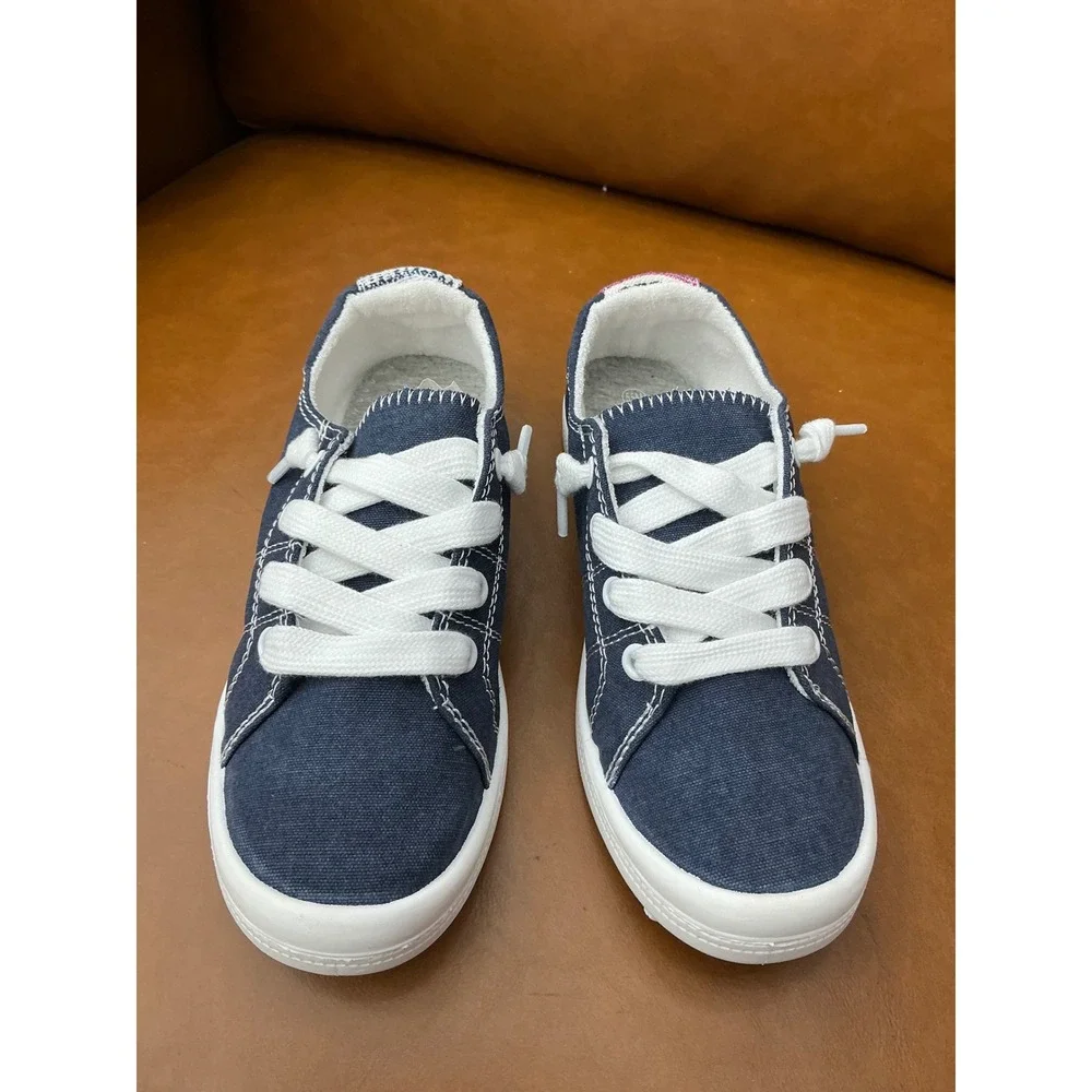 Highbar Canvas Sneakers Womens 5.5 Blue Lace Up Slip On Low Top